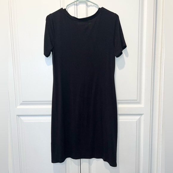 Anthro Daily Ritual Black V-Neck T-Shirt Dress Medium Casual Minimalist - Picture 6 of 8